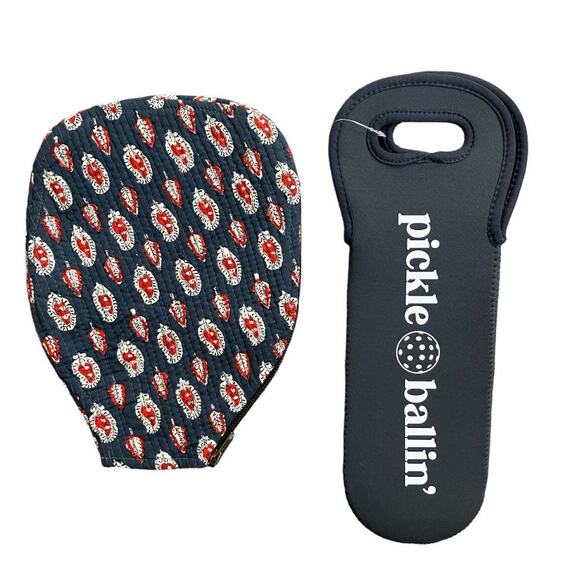 New Set of Pickleball Racket Paisley Quilted Cover & Ball Carrying Case - Picture 2 of 5